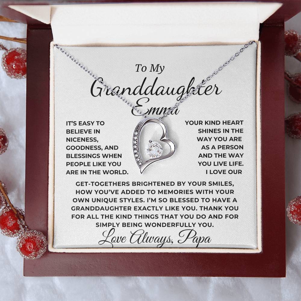 Personalized Granddaughter Name - Heart Necklace  (ALMOST GONE!) NDV347