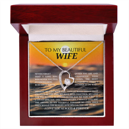 To My Beautiful Wife - Forever Love Pendant Necklace - Never Forget - Sunset