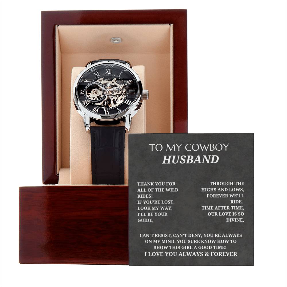 To My Cowboy Husband - Men's Openwork Watch - You Sure Know How