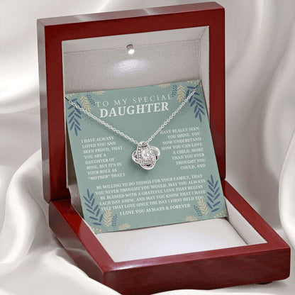 To My Special Daughter - Love Knot Pendant Necklace - I Have Always Loved You - Green