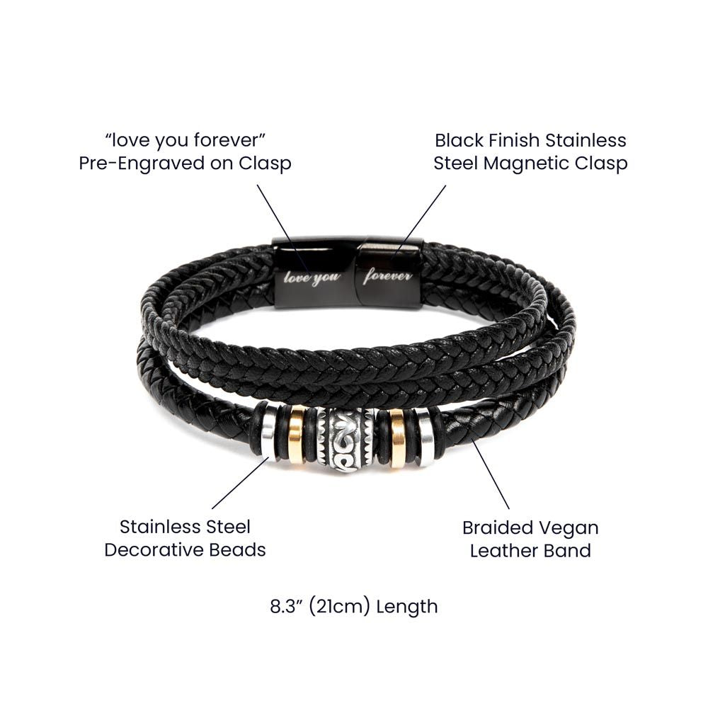 To Dad - Men's Love You Forever Bracelet - Thanks For Always Being There