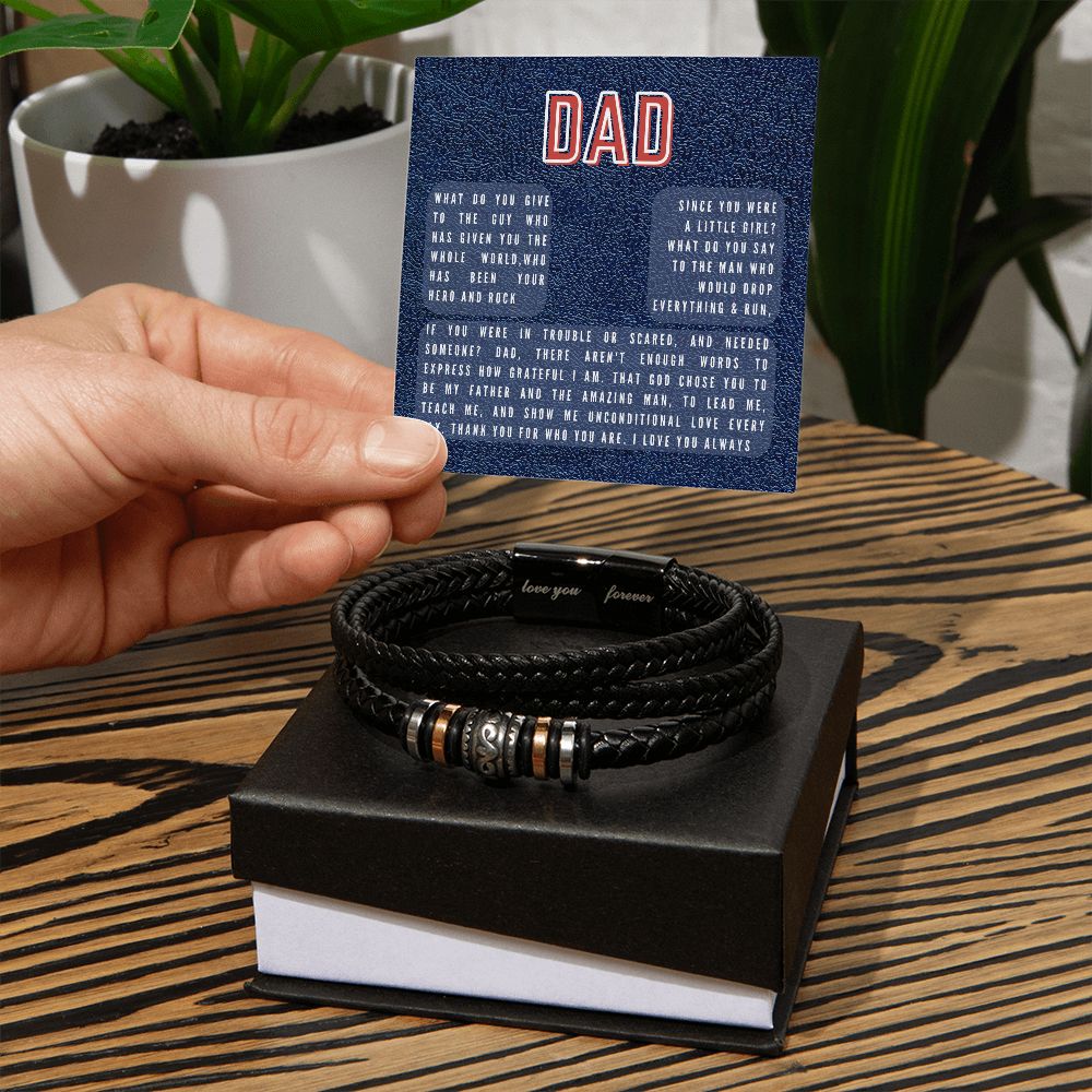 To My Dad - From Daughter - Men's Love You Forever Bracelet - Hero and Rock
