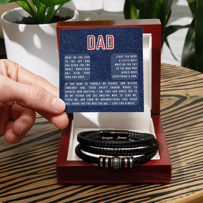 To My Dad - From Son - Men's Love You Forever Bracelet - Hero and Rock