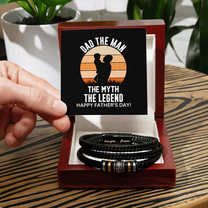 To Dad - Men's Love You Forever Bracelet - Man, Myth, Legend