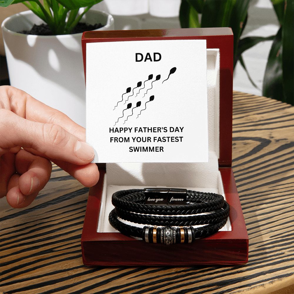 To Dad - Men's Love You Forever Bracelet - Happy Father's Day From Your Fastest Swimmer-1