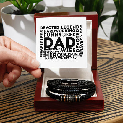 To Dad - Men's Love You Forever Bracelet - Many Words