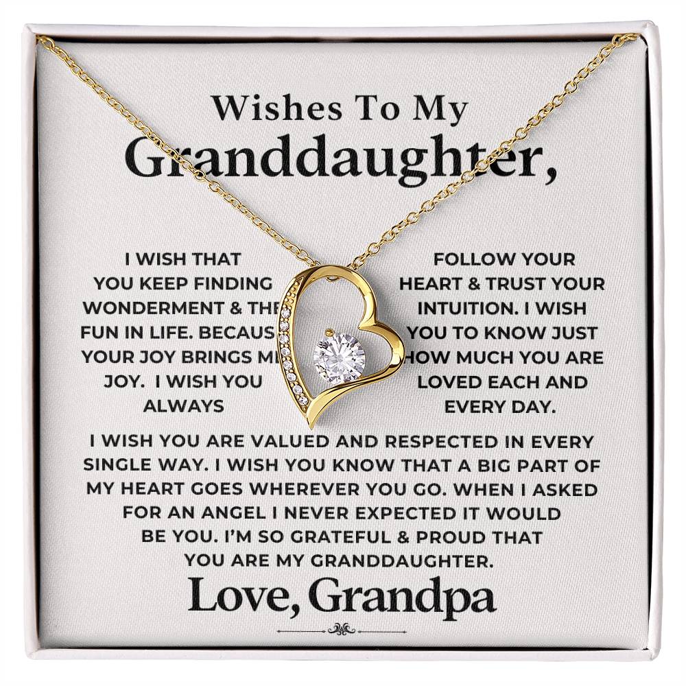 Wishes To My Granddaughter Heart Necklace (ALMOST GONE!) NDV399