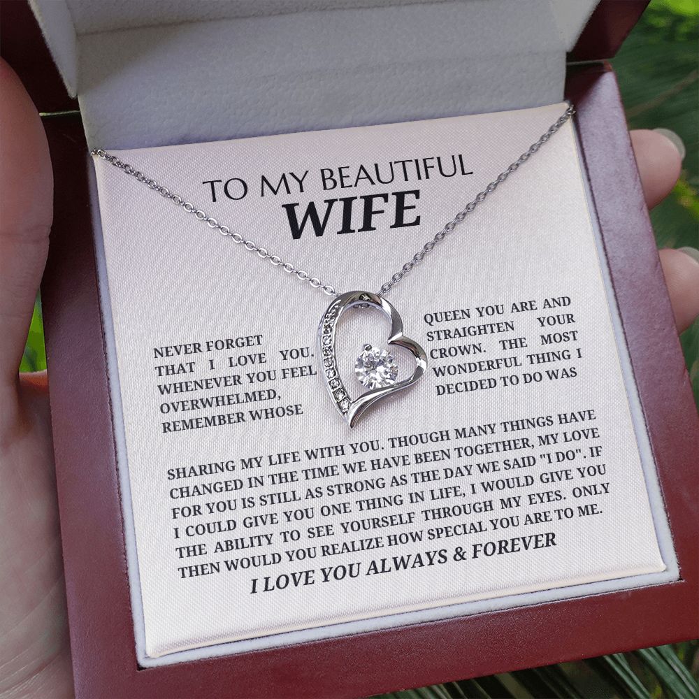 To My Beautiful Wife - Forever Love Pendant Necklace - Never Forget