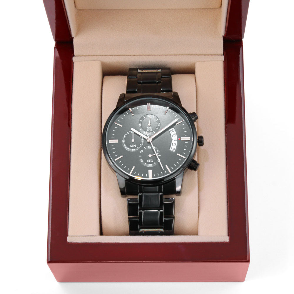 Customizable - Engraved Black Chronograph - Watch