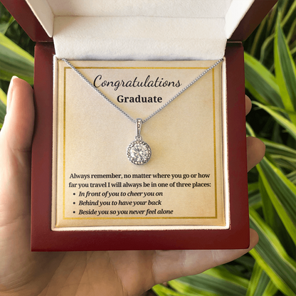 Gift for A Graduate - Graduation - Eternal Hope Pendant Necklace - Always Remember No Matter Where You Go Or How Far You Travel I Will Always Be In One Of Three Places