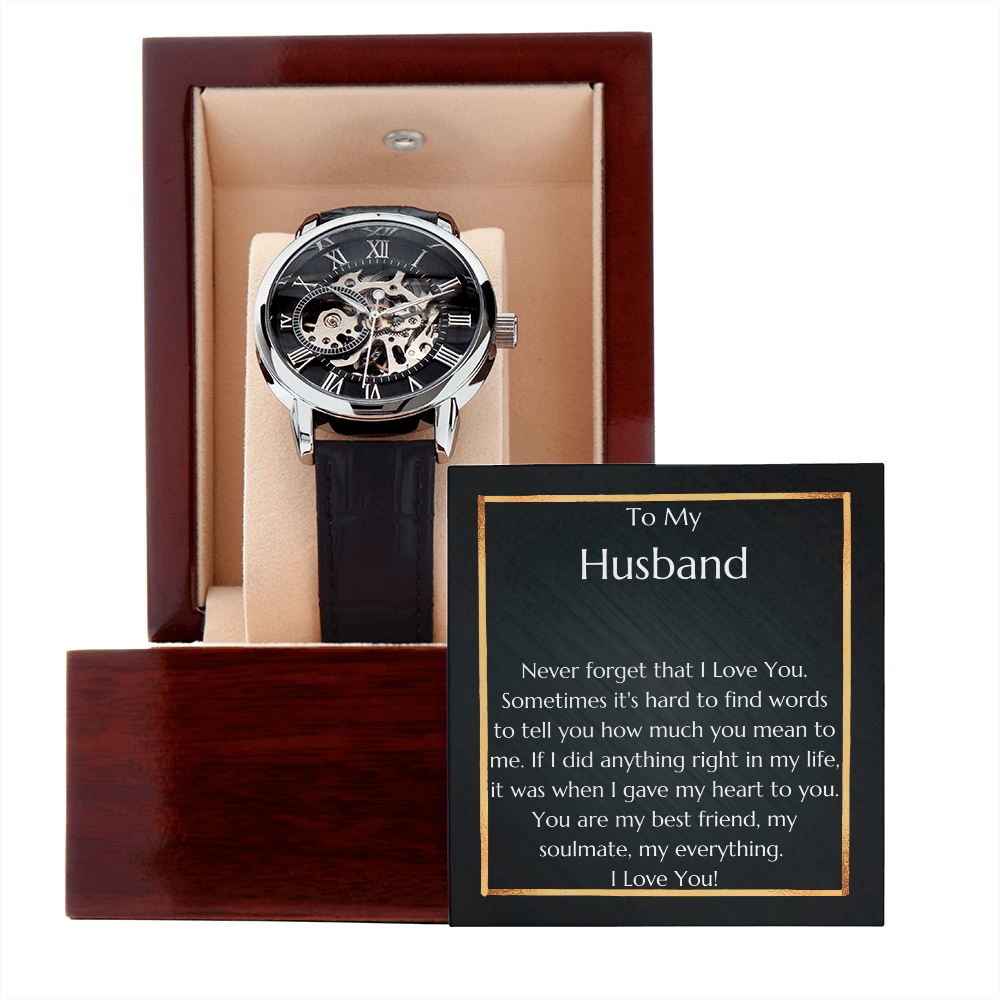 Gift for Husband - Gift from Wife or Partner or Soulmate - Men's Openwork Watch - You Are My Everything A Gift of Love