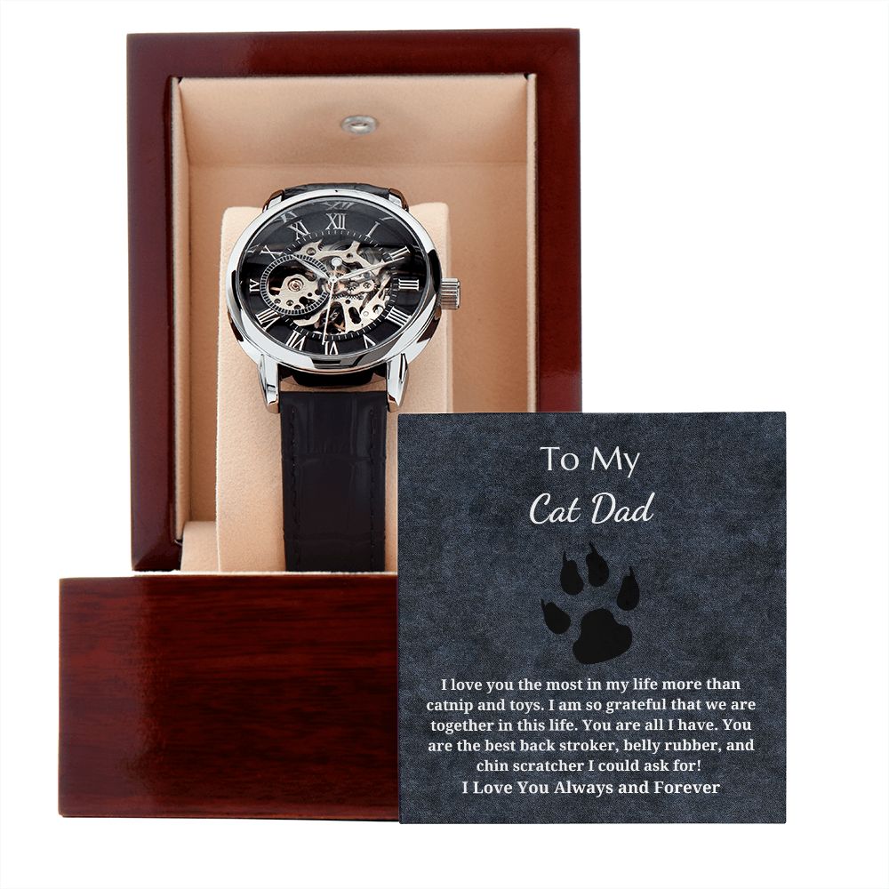 To My Cat Dad - Men's Openwork Watch - I Am So Grateful That We Are Together