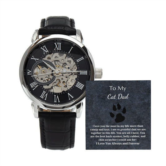 To My Cat Dad - Men's Openwork Watch - I Am So Grateful That We Are Together