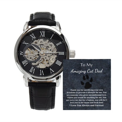 To My Amazing Cat Dad - Men's Openwork Watch - I Love You To The Moon And Back Dad