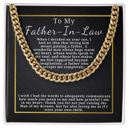 Gift for Father In Law - Cuban Link Chain - Thank You For Loving Me As If I Were Your Own Child