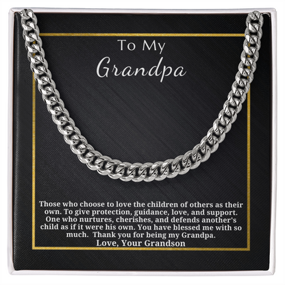 Gift for Grandpa - Gift from Grandson - Cuban Link Chain - Thank You For Being My Grandpa