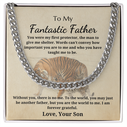 Gift for Dad - Gift from Son - Cuban Link Chain - To My Fantastic Father My Protector Tiger and Cub