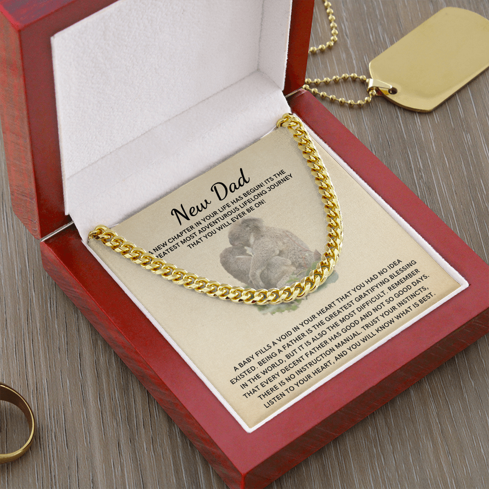 Gift for a New Dad - Cuban Link Chain - A New Chapter In Your Life Has Begun Koala and Baby Koala