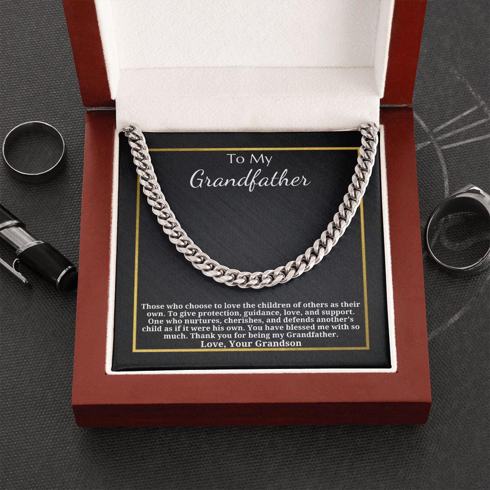 Gift for Grandfather - Gift from Grandson - Cuban Link Chain - Thank You For Being My Grandfather