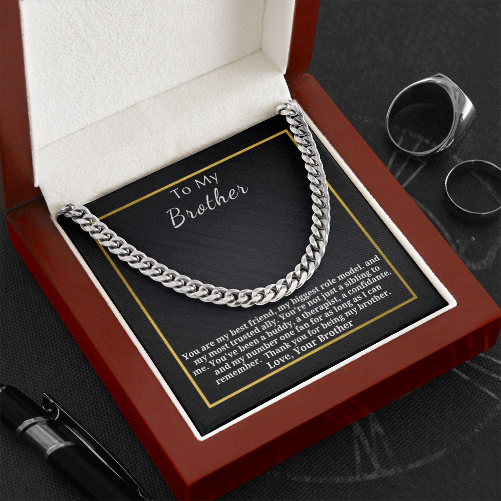 Gift for Brother - Gift from Brother - Cuban Link Chain - You Are My Best Friend Thank You For Being My Brother