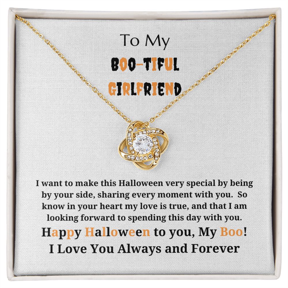 To My Boo-tiful Girlfriend - Halloween - Love Knot Pendant Necklace - I Want To Make This Halloween Very Special By Being By Your Side Sharing Every Moment With You
