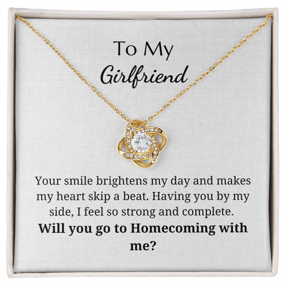 To My Girlfriend - Homecoming Proposal - Love Knot Pendant Necklace - Will You Go To Homecoming With Me