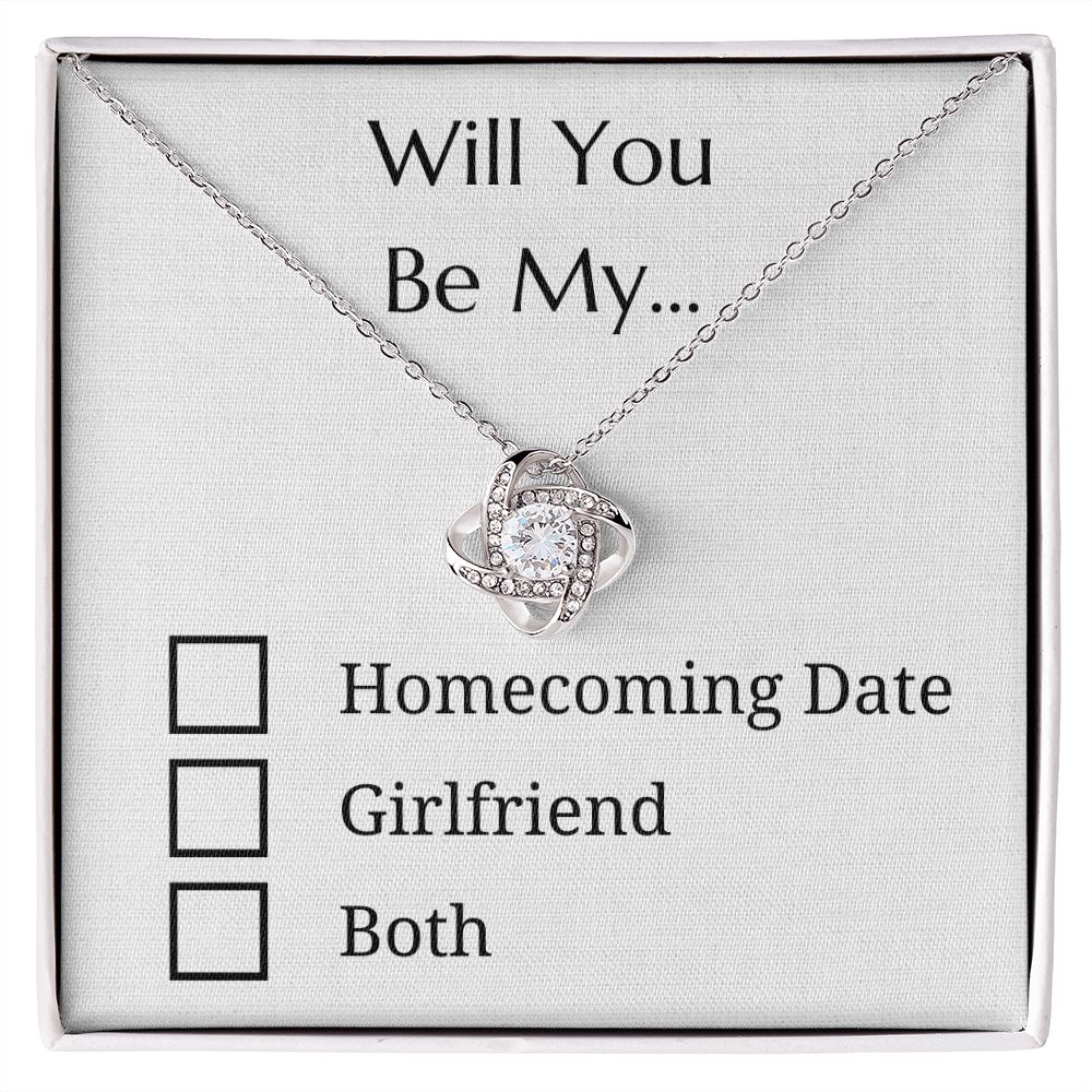 Will You Be My - Homecoming Proposal - Girlfriend Proposal - Love Knot Pendant Necklace - Will You