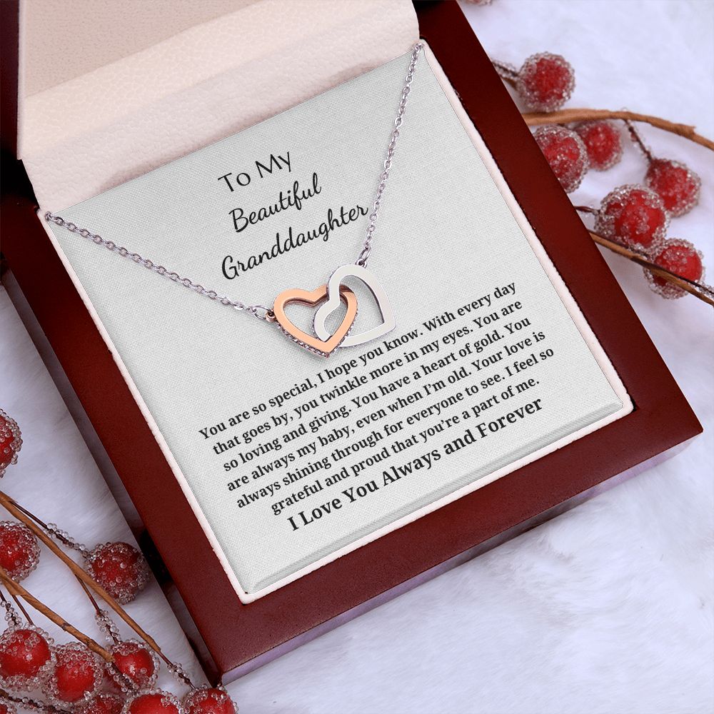 To My Beautiful Granddaughter - Interlocking Hearts Pendant Necklace - I Feel So Grateful And Proud That You're A Part Of Me