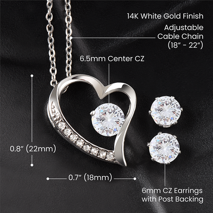 To My Beautiful Cat Mom - Forever Love Pendant Necklace and Earrings - To Me, You Are The World