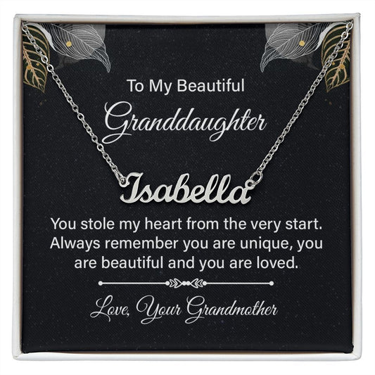 To My Beautiful Granddaughter - Custom Name Necklace - From Grandmother - You Stole My Heart From The Very Start