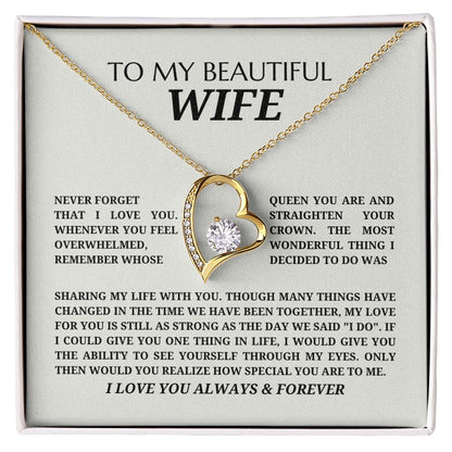 To My Beautiful Wife - Forever Love Pendant Necklace - Never Forget