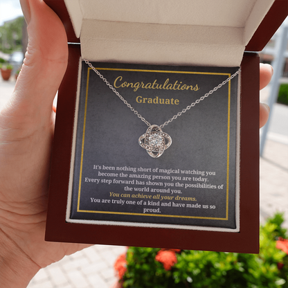 Gift for A Graduate - Graduation - Love Knot Pendant Necklace - You Can Achieve All Your Dreams